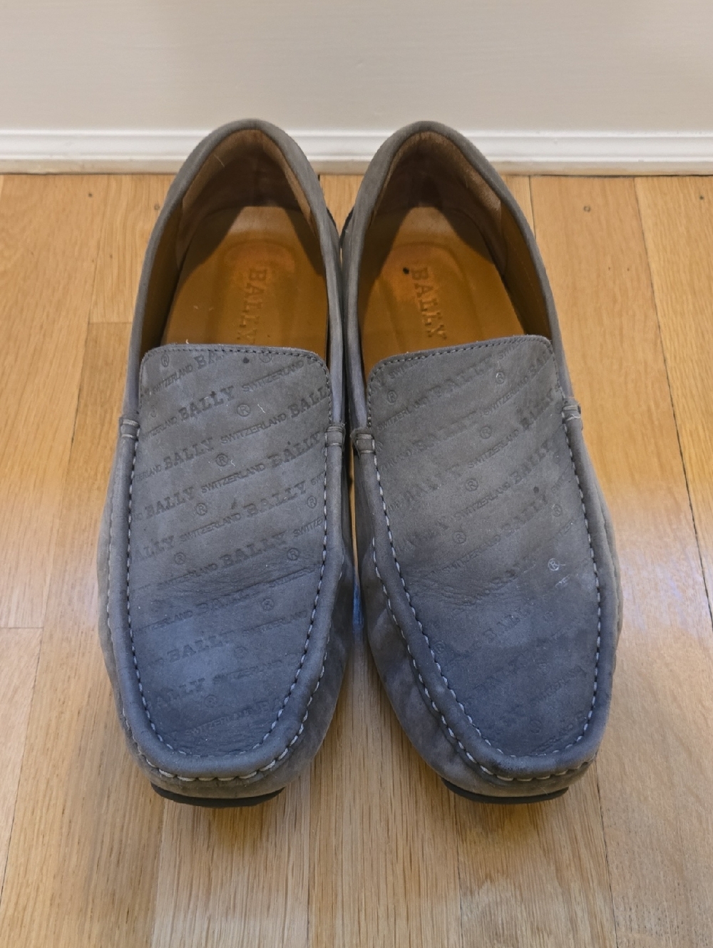 Bally Gray Suede Slip-On Loafers